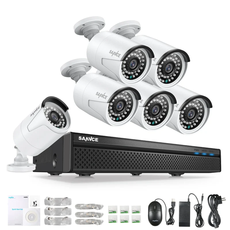 Beveiligingsset – CCTV Camera Systeem – IP Camera – Surveillance Kit – Video Bewaking – 6 Camera’s Met 2TB HDD – PoE Kabelarme Installatie – Nachtzicht Tot 30 Meter - 6 Stuks - 2TB