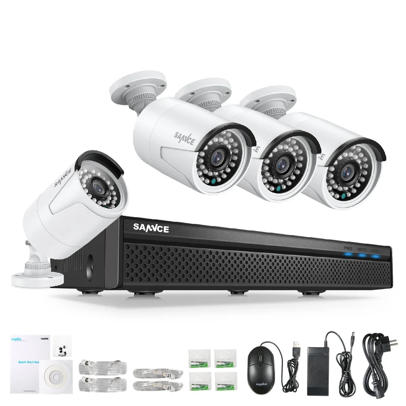 Beveiligingssysteem – Bewakingscamera Set – CCTV Camera – Security Camera – 4x 3MP HD Camera’s – PoE Installatie – Nachtzicht 30 Meter – Weerbestendig IP66 - Geen ingebouwde HDD