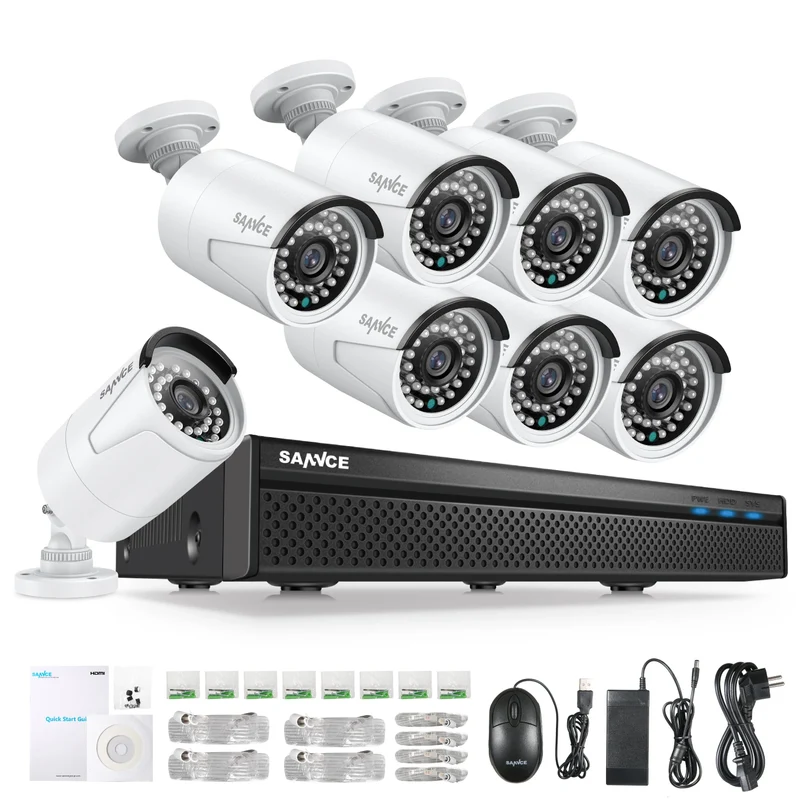 3MP PoE Beveiligingscamera Set – CCTV Camerasysteem – Bewakingscamera – NVR Beveiliging – Video Surveillance Kit – 8 Camera’s – 2TB HDD – Nachtzicht 30 Meter – IP66 Waterdicht - 2TB