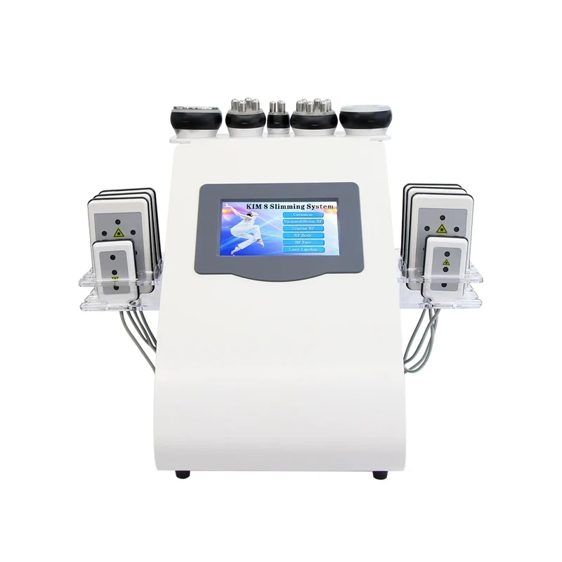 6-in-1 Ultrasone Cavitatie & RF Body Contour Machine – Afslankapparaat – Huidversteviger – Cellulite Verwijderaar – Vetverbrander – Multipolaire Radiofrequentie – 40 kHz Ultrasone Cavitatie – Touchscreen Bedieningspaneel