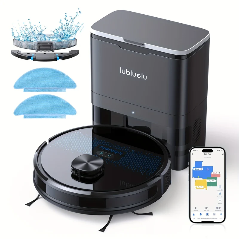Robotstofzuiger – Robotstofzuiger & Mop – Robotveger – Robotcleaner – SL60 Plus Variant – 3-in-1 Zuigen, Dweilen & Vegen – Zelfledigend Stofreservoir 2,5L – 4000Pa Krachtige Zuigkracht