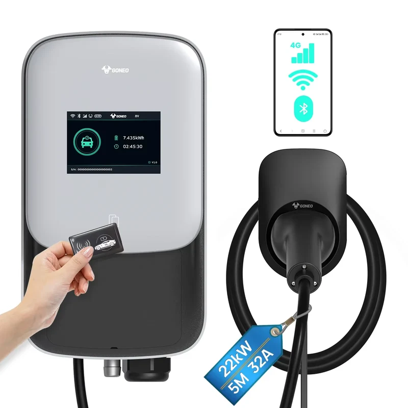3-fase Laadpaal – Laadstation Elektrische Auto – EV Oplader – Type 2 Laadpunt – Snelladen – Variabele Kabellengte 2-6m
