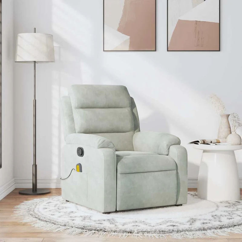 Fauteuil – Relaxstoel – Zetel – Loveseat – Loungechair – Handmatig Verstelbaar – Lichtgrijze Stof
