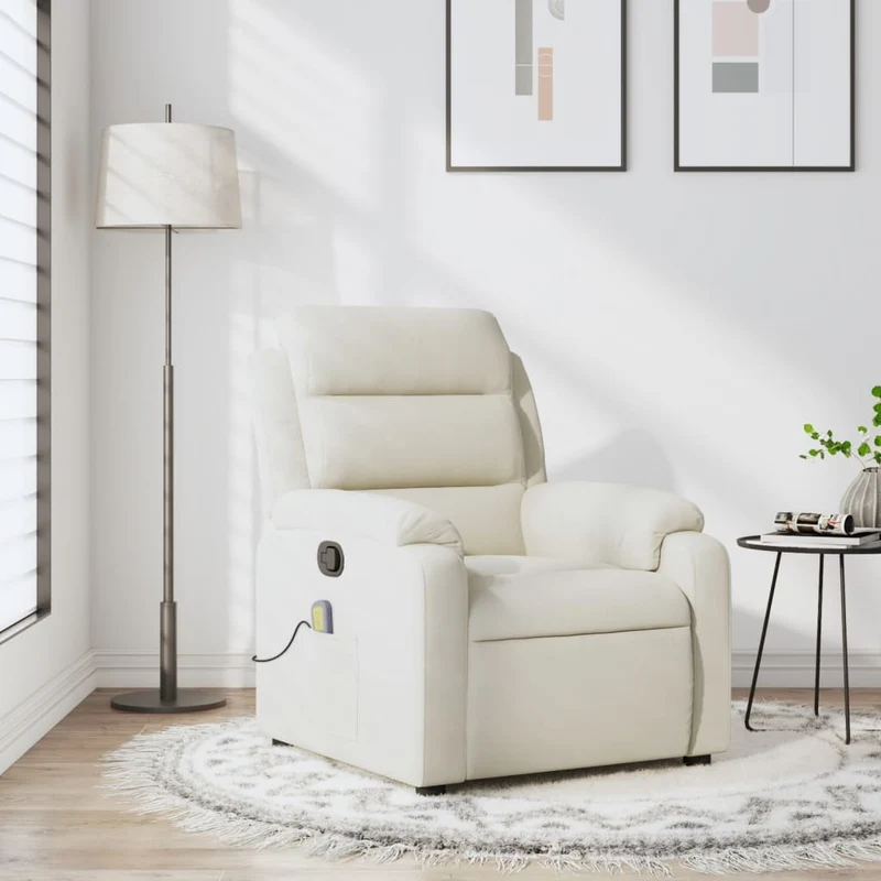 Fauteuil – Relaxstoel – Zetel – Lounge Chair – Recliner – Crème Handmatig Verstelbaar – Fluweelzachte Bekleding – Verstelbare Rugleuning Tot 135°