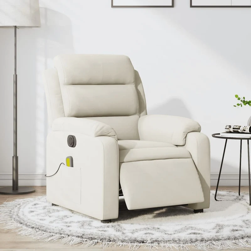 Elektrisch Verstelbare Fauteuil – Relaxstoel – Zwaai-zetel – Relaxfauteuil – Elektrische Relaxstoel – Fluweelbekleding – USB Massagefunctie – Crème Kleur