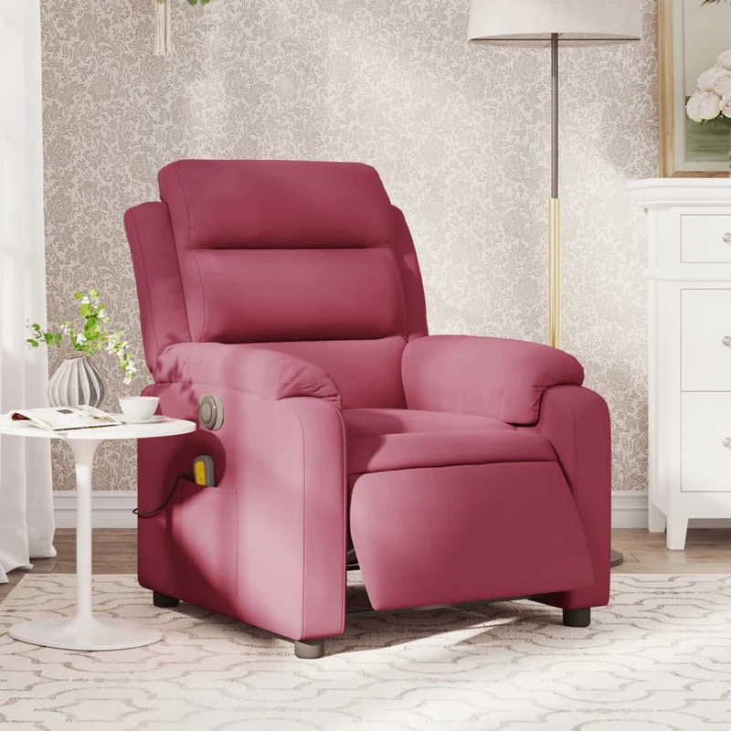 Fauteuil – Relaxfauteuil – Loungestoel – Relaxstoel – Elektrisch Verstelbare Stoel – Wijnrood – Velvet Bekleding – 135 Graden Kantelbaar