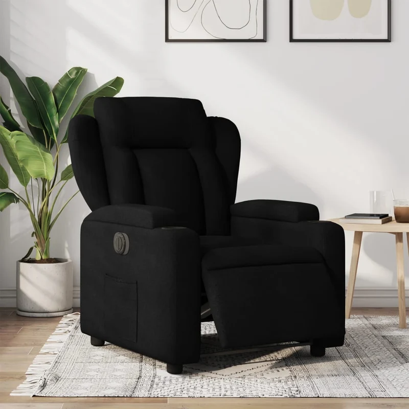 Elektrische Relaxfauteuil – Elektrische Relaxstoel – Sta-op Stoel – Verstelbare Fauteuil – Relaxstoel – 135 Graden Kantelbaar – Zwart Stof Metalen Onderstel