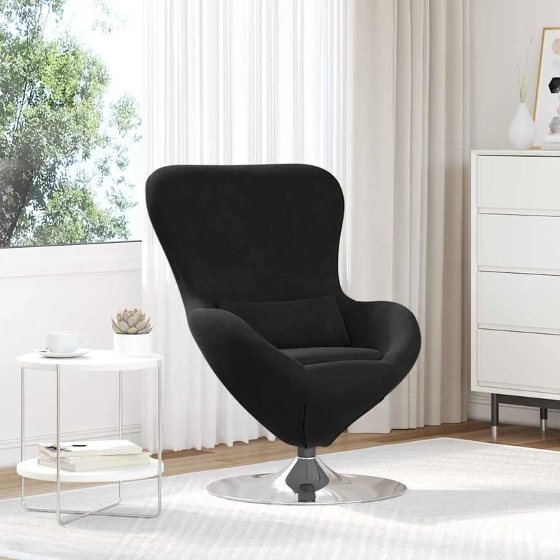 Fauteuil – Draaifauteuil – Lounge Stoel – Relaxstoel – Zwarte Stoel Zonder Voetenbank – Zacht Duurzaam Textiel – Draaibaar Ontwerp