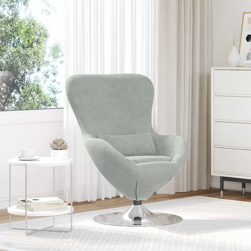 Fauteuil – Draaistoel – Relaxstoel – Zitzak – Loungefauteuil – Lichtgrijs – Draaibaar 360° – Zacht Stofkussen