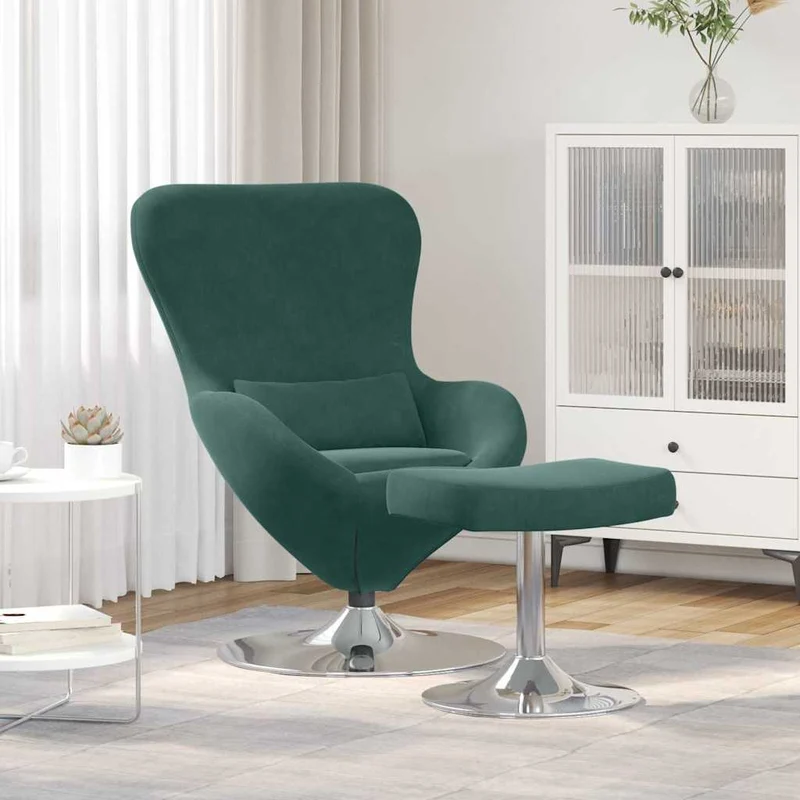 Draaifauteuil – Fauteuil – Relaxstoel – Zetel – Loungechair – Donkergroen Met Voetensteun – 360 Graden Draaibaar – Zachte Fluwelen Bekleding