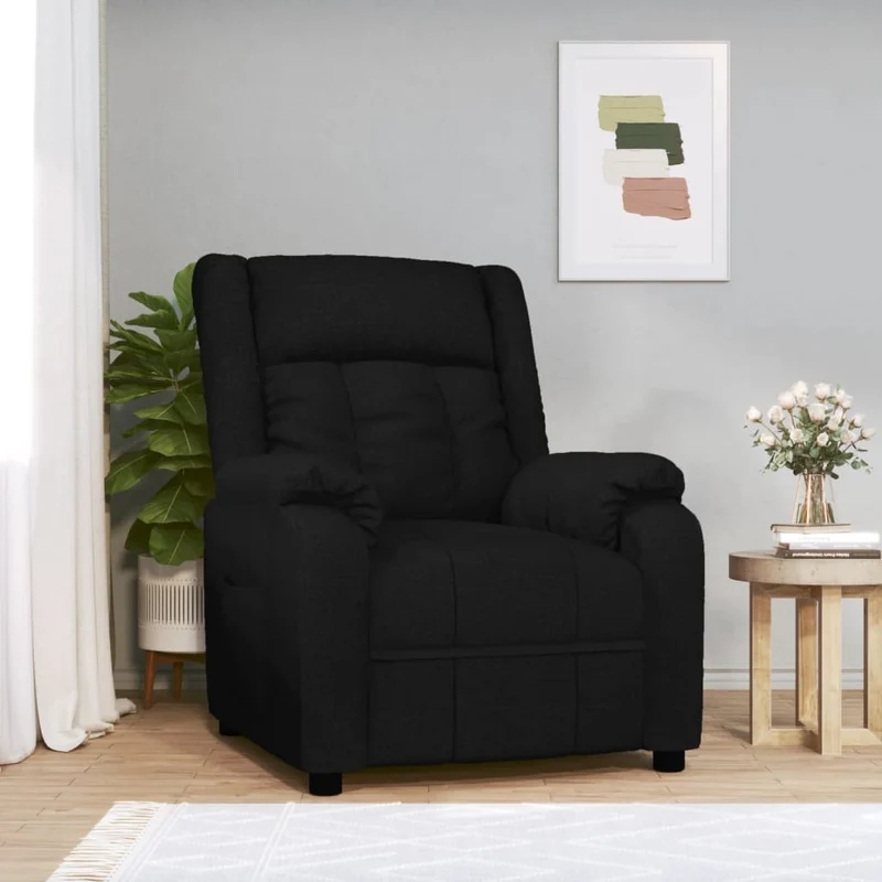 Fauteuil – Relaxstoel – Verstelbare Stoel – Zitzak – Loungefauteuil – Zwart – Verstelbaar in 3 Standen – Houten & Metalen Frame