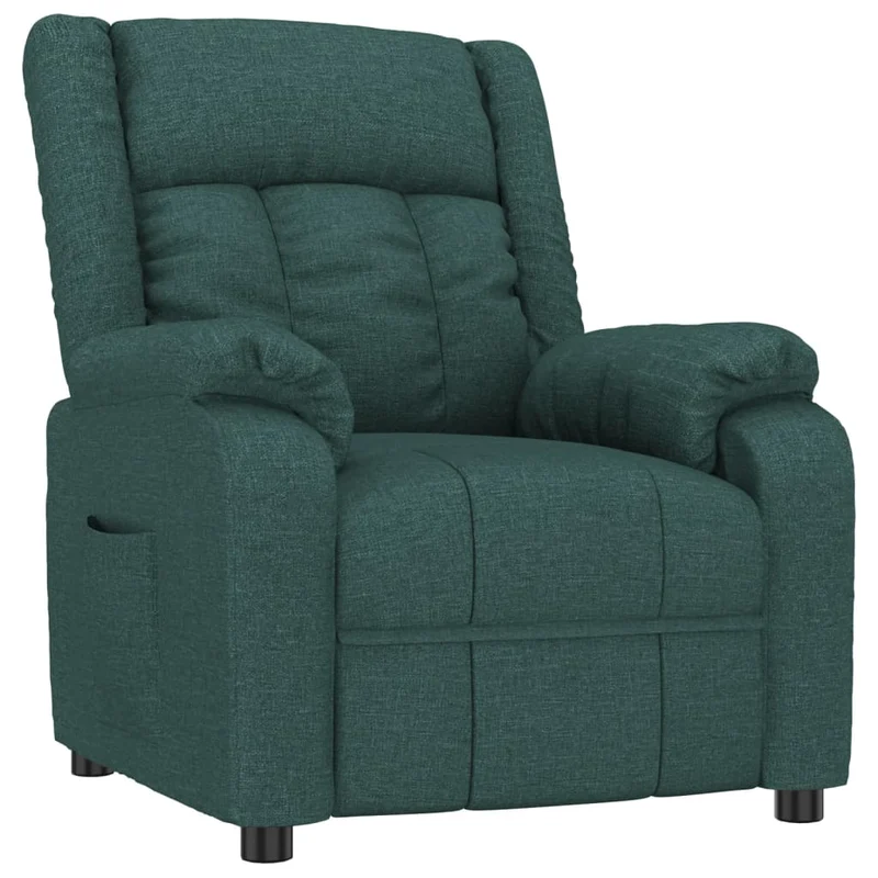Verstelbare Fauteuil – Relaxstoel – Lounge Stoel – Leunstoel – Zithoek Stoel – Donkergroen – 3-standen Verstelbare Rugleuning en Voetsteun – Ademend en Onderhoudsvriendelijk Stofmateriaal