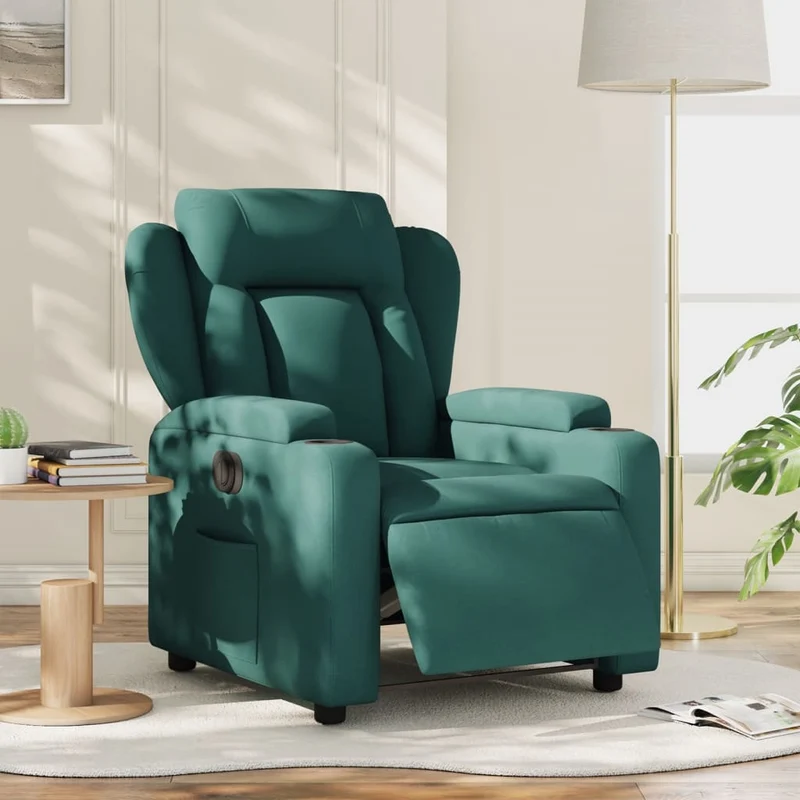 Elektrische Relaxstoel – Elektrische Fauteuil – Relaxfauteuil – Ligstoel – Tv-Stoel – Donkergroen – Elektrisch Verstelbaar Tot 135° – Ademend Stofdesign