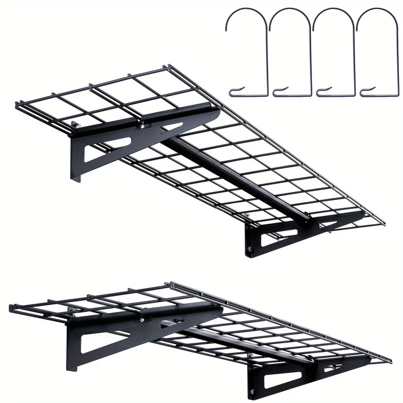 Wandplankset Garage – Wandplanken – Opbergrek – Muurplanken – Stellingkasten – 2 Stuks 182,88x30.48 cm – Draagvermogen 90.72 kg – Staal Met Metaallegering