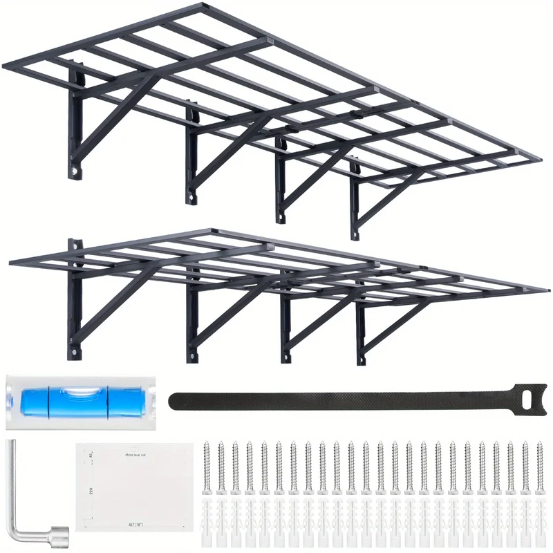 Wandplank – Garageplank – Opbergplank – Stellingplank – Stalen Wandplank – Dubbel Laags – 182,88x60,96 cm – Draagvermogen 453,59 kg