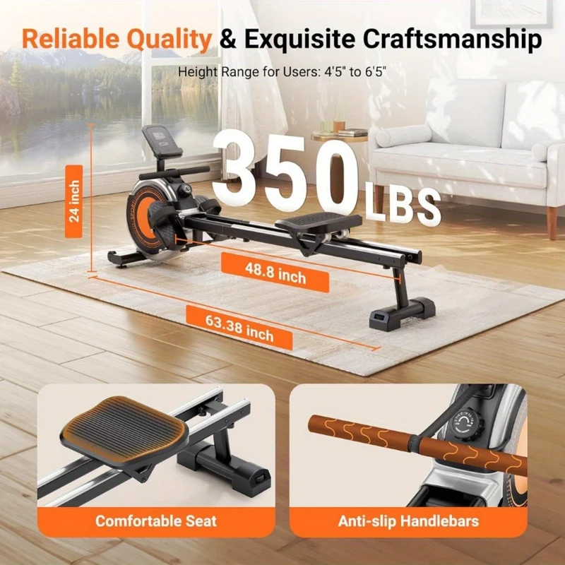 Roeimachine – Roeitrainer – Fitness Roeier – Cardio Machine – Workout Apparatuur – Compact Ontwerp – Duurzaam Wolfraamstaal