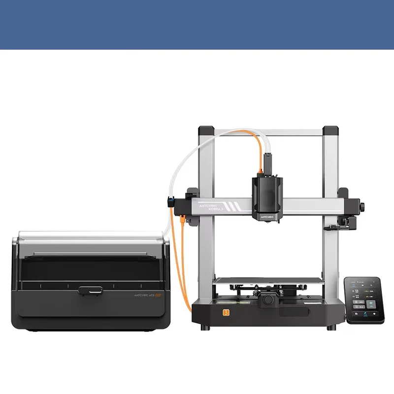 3D-printer – 3D-printer combo – 3D printmachine – 3D kleurprinter – Anycubic Kobra 3 Combo AE – 8-kleuren multi-color printing – Printvolume 250x250x260 mm