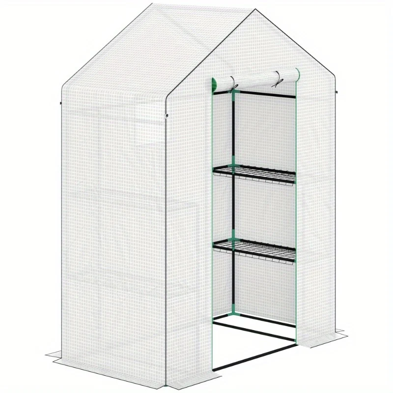 Kasje – Tuinkas – Kweekkas – Broeikas – Serre – Winterbestendig Stalen Frame – Oproldeur en Ventilatie – 143x74x190 cm