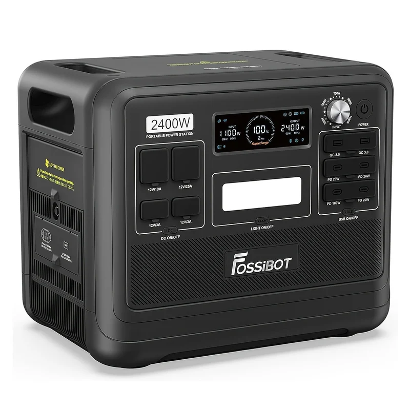Powerstation – Mobiele Batterij – Draagbare Accu – Noodstroomvoorziening – Zonne-energie Generator – 2048Wh Capaciteit – 2400W Continu Vermogen Zwart