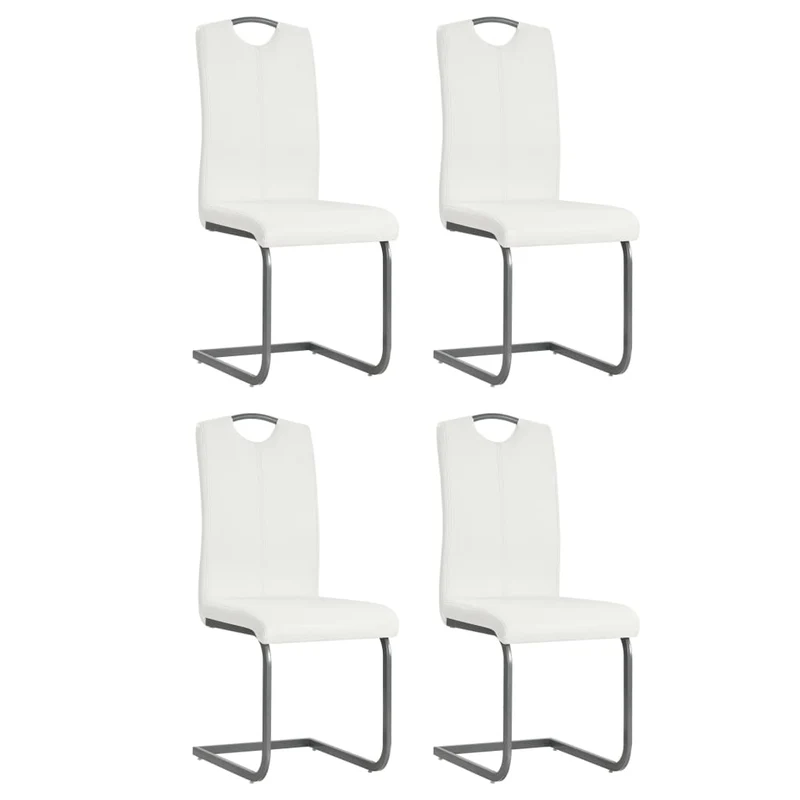 Eetkamerstoel – Stoel – Zitschair – Eettafelstoel – Bijzetstoel – Kunstleer Bekleding – Stevig Stalen Frame – Set Van 4 – Wit