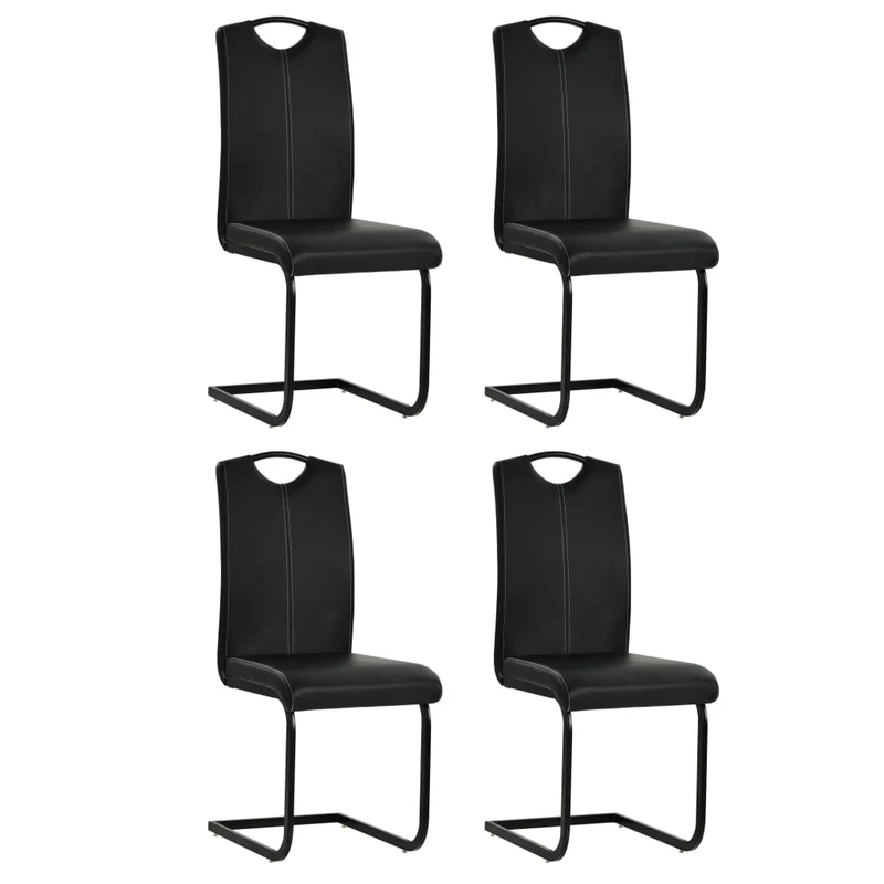 Eetkamerstoelen – Stoelen – Dining Stoelen – Kuipstoel – Zwarte Kunstleren Stoelen – Set Van 2 – Comfortabel Foam Gevoerd – Stevig Metalen Frame