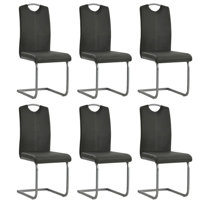 Eetkamerstoel – Kuipstoel – Stoel – Set van 2 – Dining Chair – Kunstleer – Metalen Frame – Grijs – Comfortabel Schuim