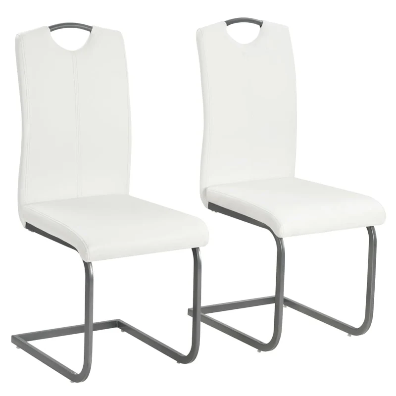 Eetkamerstoel – Stoel – Zitstoel – Eetkamerstoel Set – Design Stoel – Wit – Schuimgevuld Kunstleer – Robuust Stalen Frame