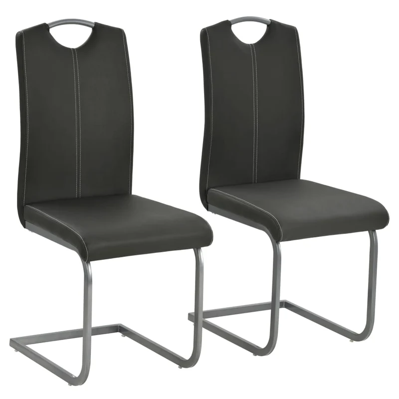Eetkamerstoel – Stoel – Kuipstoel – Set Van 2 – Kunstlederen Bekleding – Gepoedercoat Stalen Frame – Zithoogte 49 cm – Comfortabel Foamgevuld
