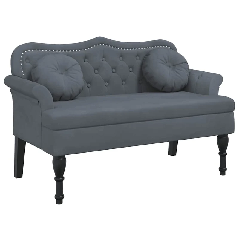 Bank – Sofa – Loveseat – Zithoek – 2-zitsbank – Donkergrijs Fluweel – Comfortabele Dikke Bekleding – Robuuste Houten Pooten