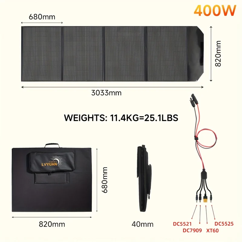 Portable Monocrystalline Silicon 120W/200W 36V Solar Panel By LVYUAN, Ultra-light And Foldable Solar Panel Kit With MC4 Connectors, Suitable For Power Stations, Efficient Solar Charger, Ideal For Camping And Off-grid RV, With