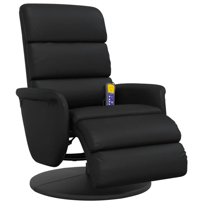 Draaifauteuil – Relaxstoel – Lounge Stoel – Fauteuil – Zwarte Kunstleren Stoel – 360 Graden Draaibaar – Verstelbare Rugleuning en Voetensteun