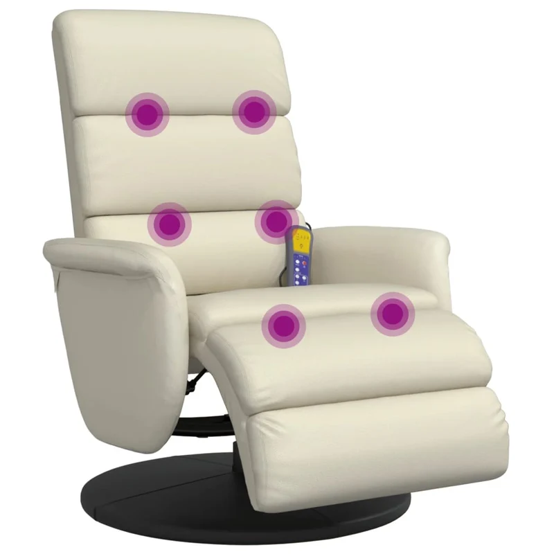 Tuinstoel – Fauteuil – Relaxstoel – Loungestoel – Verstelbare Stoel – Crème Kunstleder – 360 Graden Draaibaar