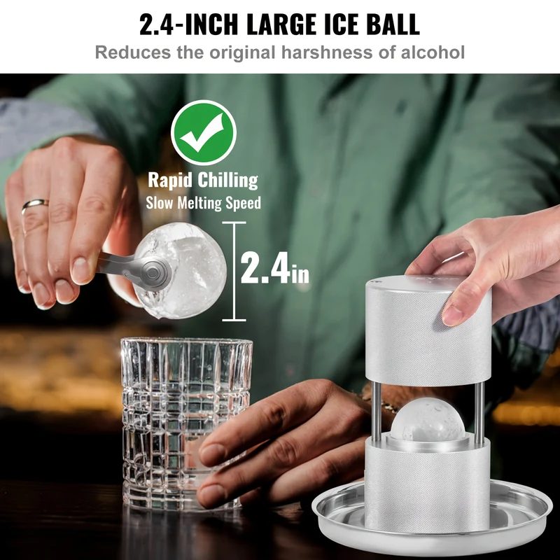 Ijsklontjesmaker – IJsblokjesmachine – Ijsblokjesmaker – IJsklontjes Machine – Ice Cube Maker – Aluminium – Werkt Zonder Elektriciteit – 1-10L – Silvery