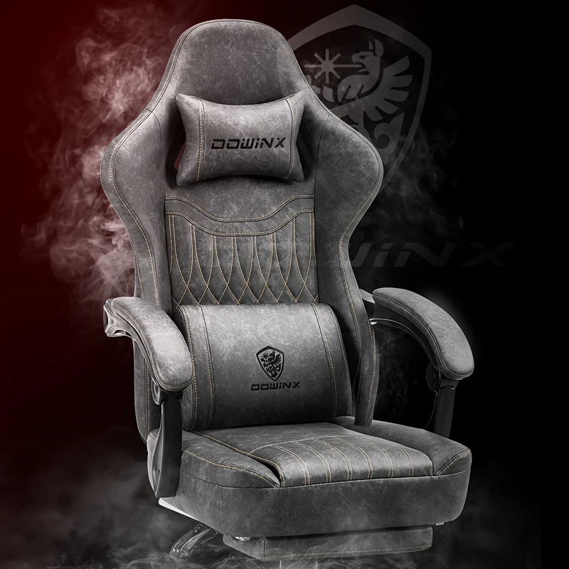 Gamingstoel – Gamestoel – Gaming Chair – Game Stoel – Racing Stoel – Grijs – Ergonomisch Design – Kunstleer Bekleding