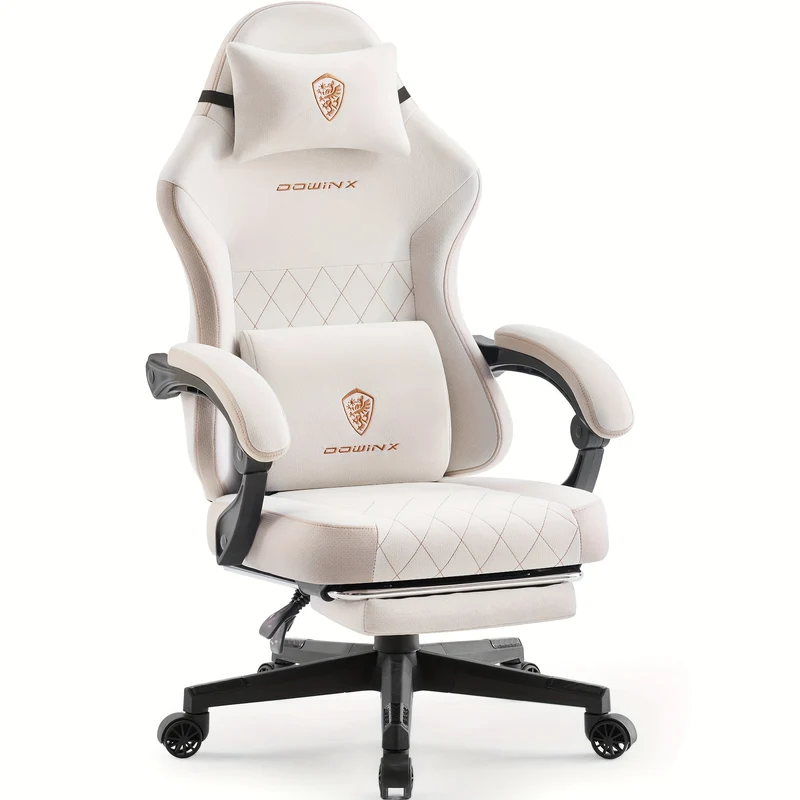 Gamingstoel – Gamestoel – Gaming Chair – Game Stoel – Bureaustoel – Beige – Vleugelrugleuning – Handmatige Kantelfunctie
