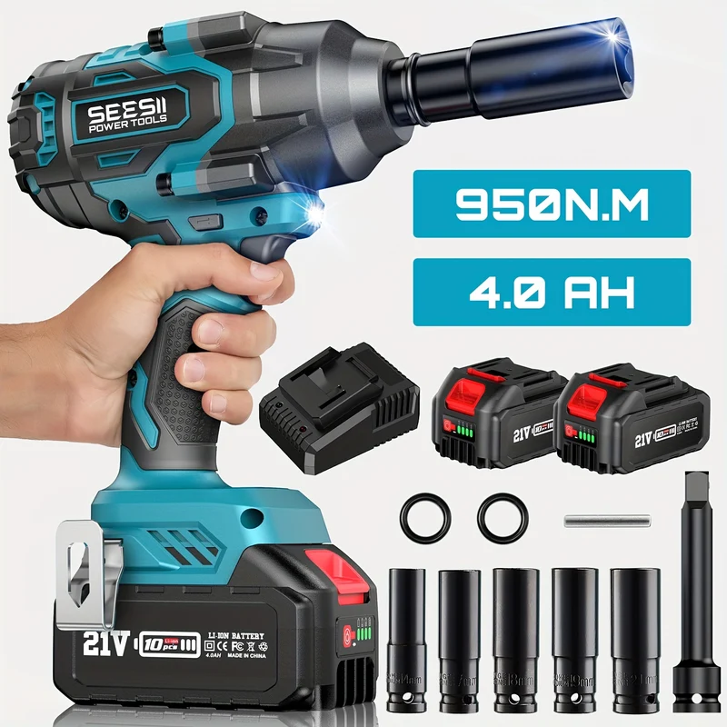 Slagmoersleutel – Slagschroevendraaier – Accu Slagmoersleutel – Impact Wrench – Draadloze Slagmoersleutel – 21V Lithium-Ion Accu – 1000 Nm Koppel