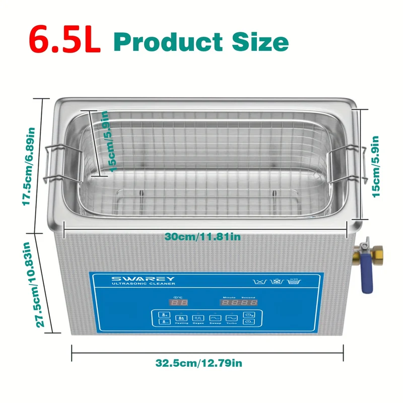 Swarey Ultrasonic Cleaning Device 40 KHz With Digital Timer And Heating, Washing Equipment Machine For Metal Tools Jewellery Carburettor Metal Parts
