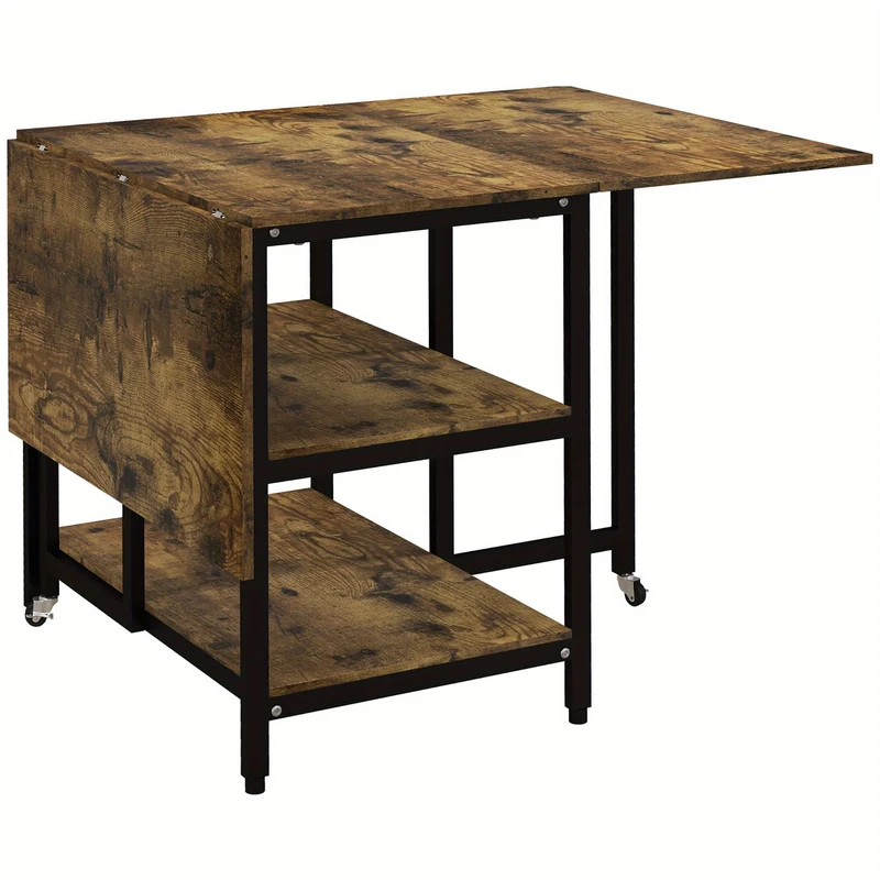 Uitklaptafel – Klaptafel – Inklapbare Tafel – Eettafel – Vouwtafel – Uitschuifbaar – Met Wieltjes – Steviele Stalen Constructie – Ruimtebesparend Design