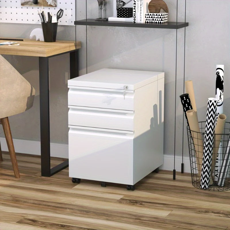 Rolkast – Rolcontainer – Ladenkast – Opbergkast – Mobiele Kast – Wit Staal – Compact 39x48x60 cm – Duurzaam en Ruimtebesparend