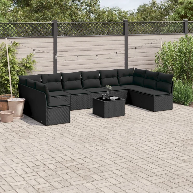 Loungeset – Loungesets – Tuinset – Loungesofa – Buitenmeubel – Zwarte Loungeset Met Tafel – Weerbestendig PE-Rattan – Afneembare Wasbare Kussenhoezen