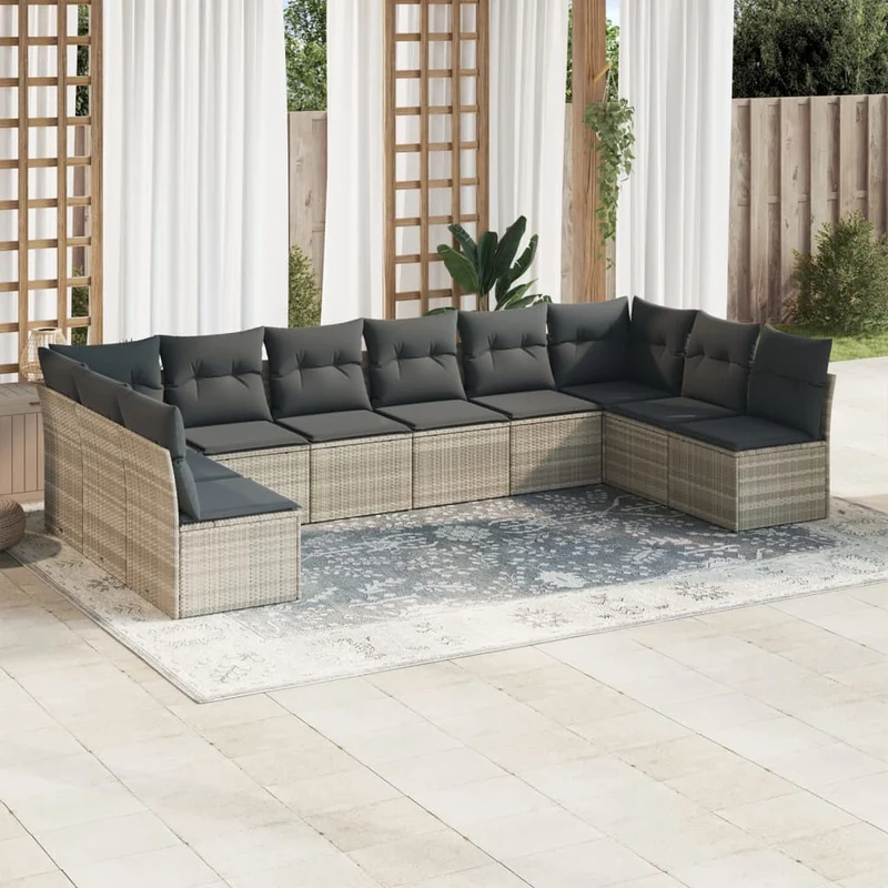 Loungeset – Loungesets – Tuinset – Tuinmeubel – Buitenmeubelen – Lichtgrijs – Weerbestendig PE-Rattan – Afneembare Wasbare Kussens