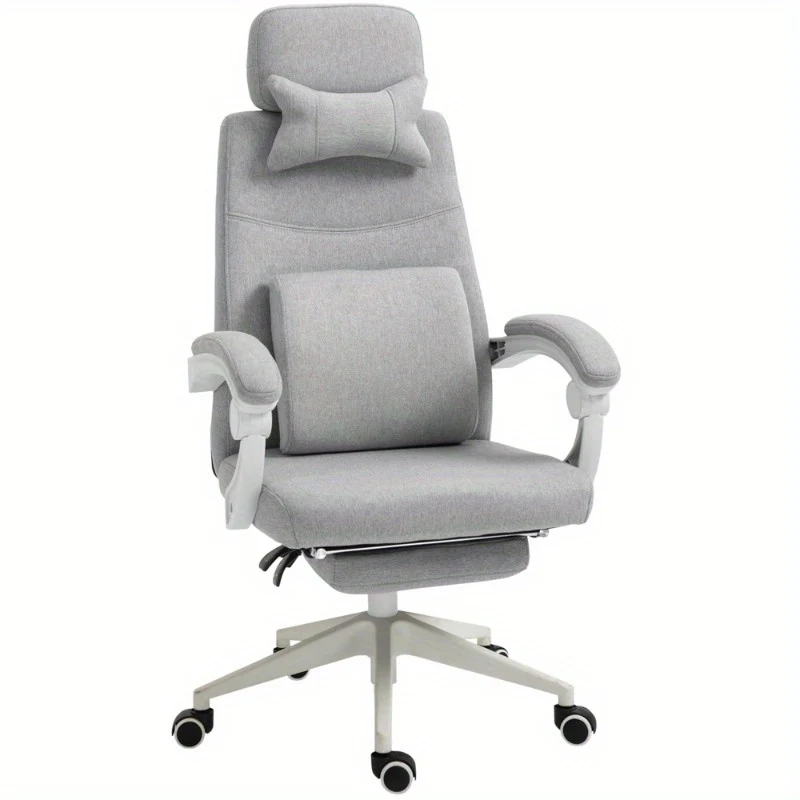Bureaustoel – Bureaustoel met Wielen – Gaming Stoel – Desk Chair – Ergonomische Bureaustoel Grijs – Hoge Rugleuning – Verstelbare Zithoogte