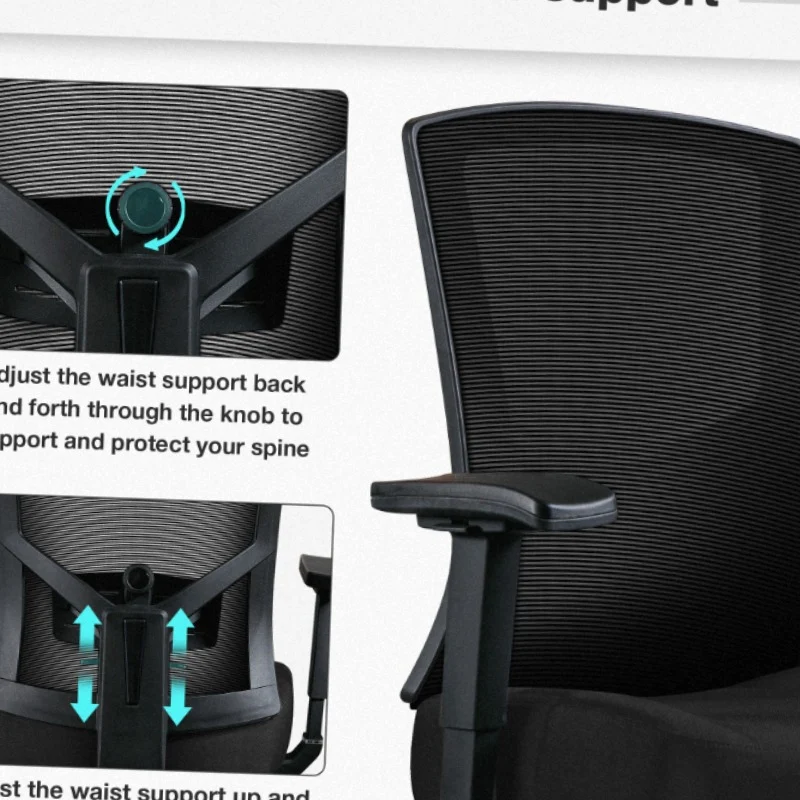 Heavy-Duty Ergonomic Office Chair - High Back Mesh Backrest with Adjustable Height, 2D Lumbar Support & 105° Recline, Swivel Computer Desk Chair, for Home Office, Call Center, Gaming - Supports Up to 200kg/440lbs, Sturdy Whe