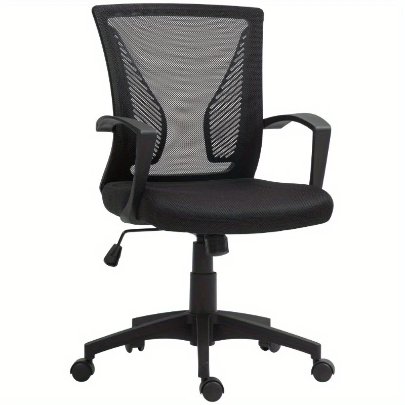 Bureaustoel – Bureaustoelen – Kantoorstoel – Draaistoel – Office Chair – Verstelbare Hoogte – Kantelfunctie Met Spanningregelaar – Max. 120,2 kg – Vijfwielig Niet-Markerend Onderstel – Zwarte Stof