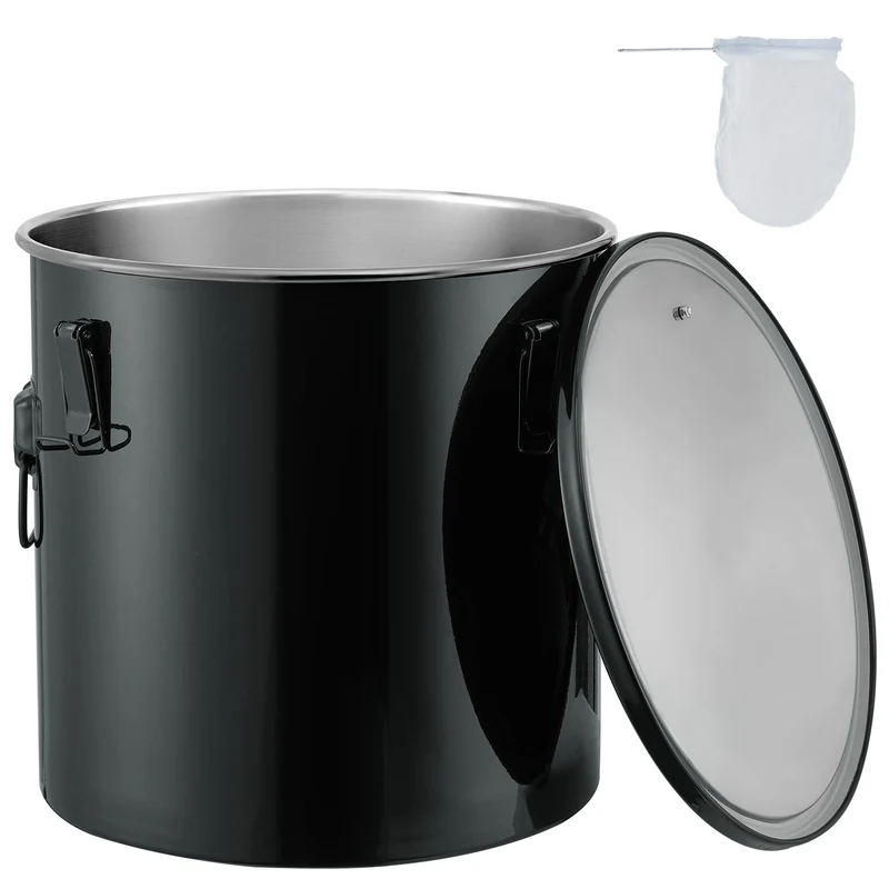 Olieopvangemmer – Oliecontainer – Frituurolie Emmer – Vetcontainer – Frituurolie Opvang – RVS 10 Gallon – Hittebestendige Poedercoating – Filterzak Inclusief
