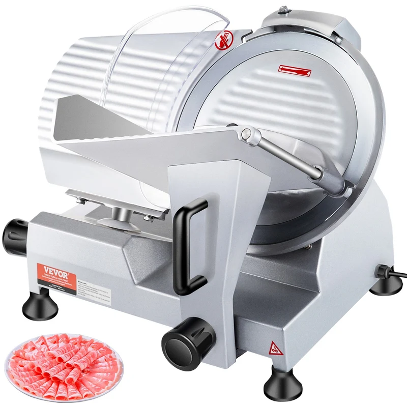 Elektrische Allessnijder – Vlees Snijmachine – Kaassnijder – Groentesnijder – Broodsnijder – Aluminium & RVS – 250 mm Carbon Stalen Mes – 240W Motor 350-400 RPM