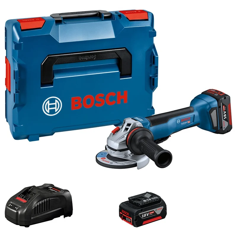 BOSCH GWS 18V-10 P HAAKSE SLIJPER 18V 2X GBA 18V 5,0AH, LADER GAL 1880