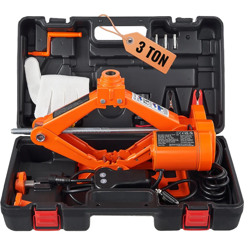Elektrische Krik – Autokrik – Garagekrik – Schaarkrik – Auto Jack – 3 Ton Maximal Hefvermogen – Ingebouwde LED-verlichting