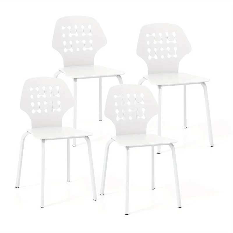 Eetkamerstoelen Set 4 – Keukenstoelen – Stoelen Zonder Armleuning – Metaal Stoelen – Moderne Stoelen – Ergonomische Rugleuning – Stevig Metalen Frame