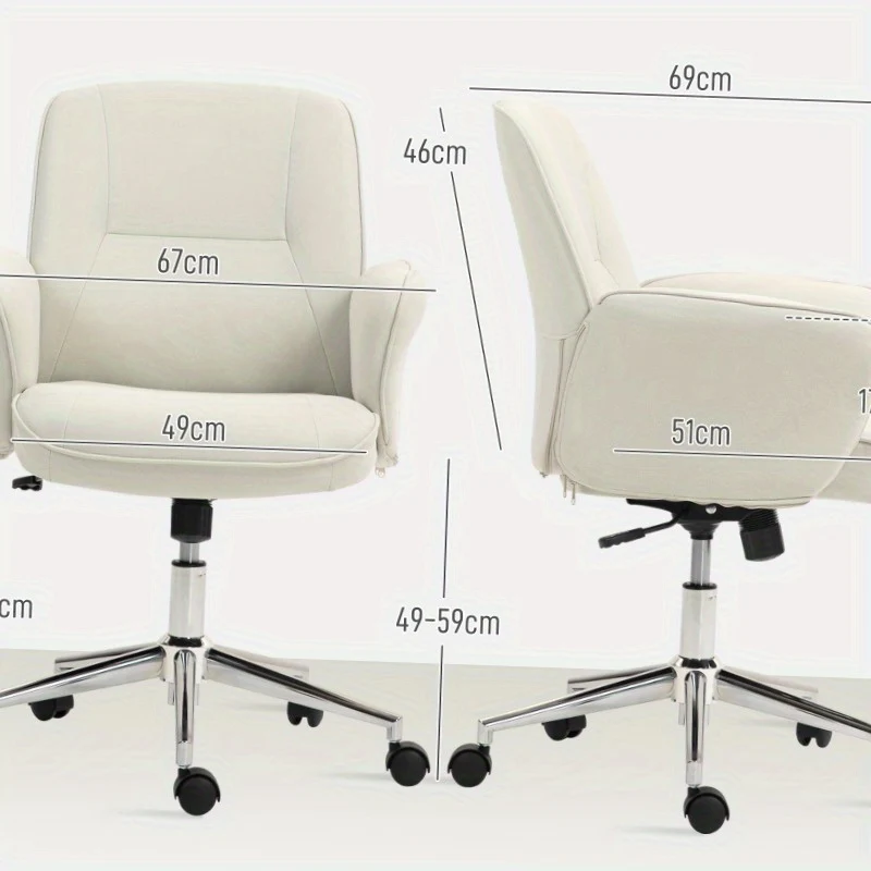 Ergonomische Bureaustoel – Bureaustoel Met Wieltjes – Draaistoel – Thuiswerkstoel – Kantoorstoel – Verstelbare Zithoogte – Crème Microfiber Bekleding